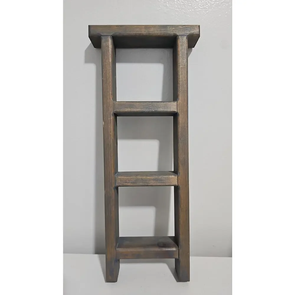 Wooden Trinket Ladder Display Shelf Farmhouse Country Cottagecore Wall Hanging